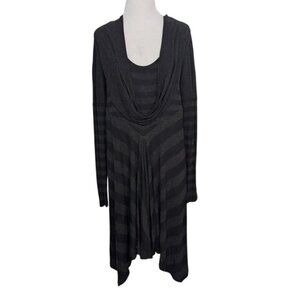 Lauren Vidal Stripe Tunic Dress Womens Size Medium Black Knit Viscose Wool